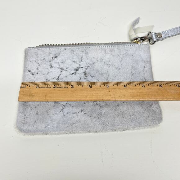 Carrie Dunham Hair on Hide Winter White Silver Metallic Wristlet - Picture 6 of 6